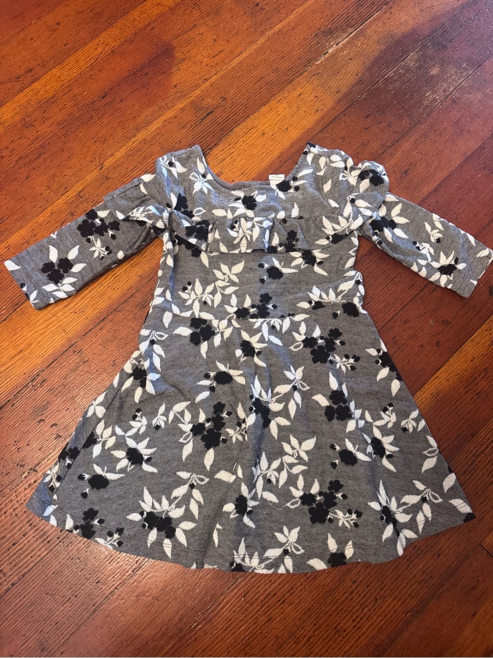 Janie and Jack Gray Floral Knit Dress